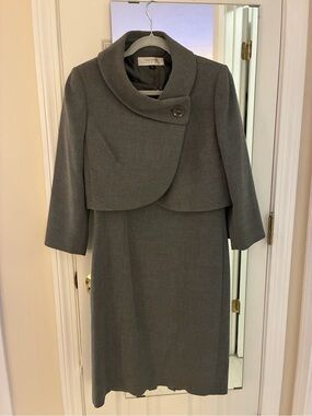 Tahari ASL Gray Suit Dress with Cropped Jacket
